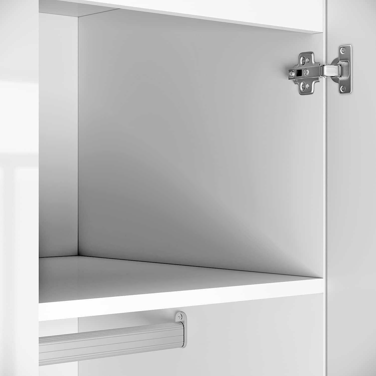 White Gloss 2 Door Wardrobe with Mirror & Rail Bedroom Storage 180cm