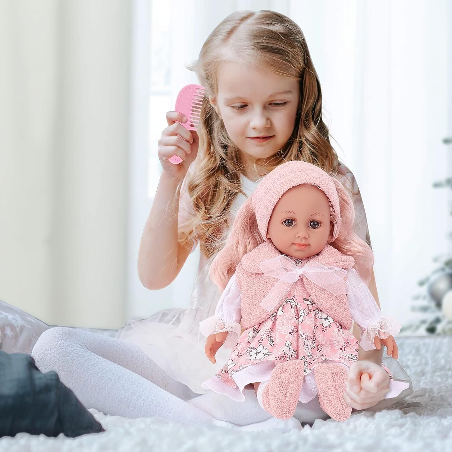 36cm Dress Up Baby Doll Set w Clothes Hair Accessories Kids Gift