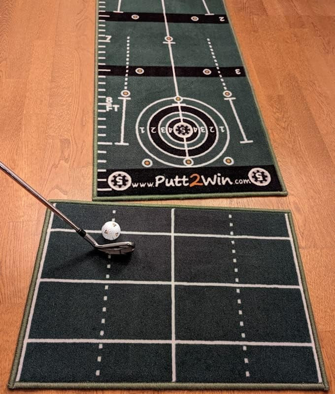 Indoor Golf Putting Mat 10ft Training Green w/ Chipping Game & Targets