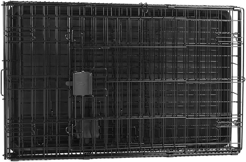 Medium Foldable Double Door Metal Dog Crate Cage with Divider & Tray 76cm
