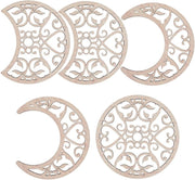 Moon Phase Wall Decor Wooden Boho Witchy 5-Piece Art