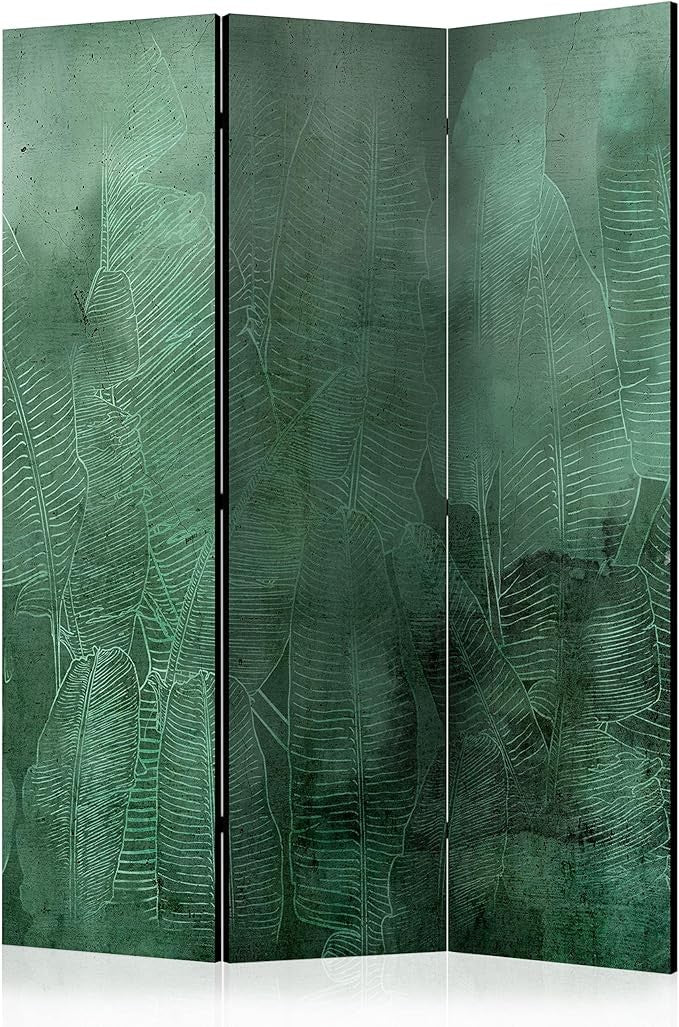Jungle Green Leaf Folding Room Divider 3 Panel Canvas Privacy Screen 135x172cm