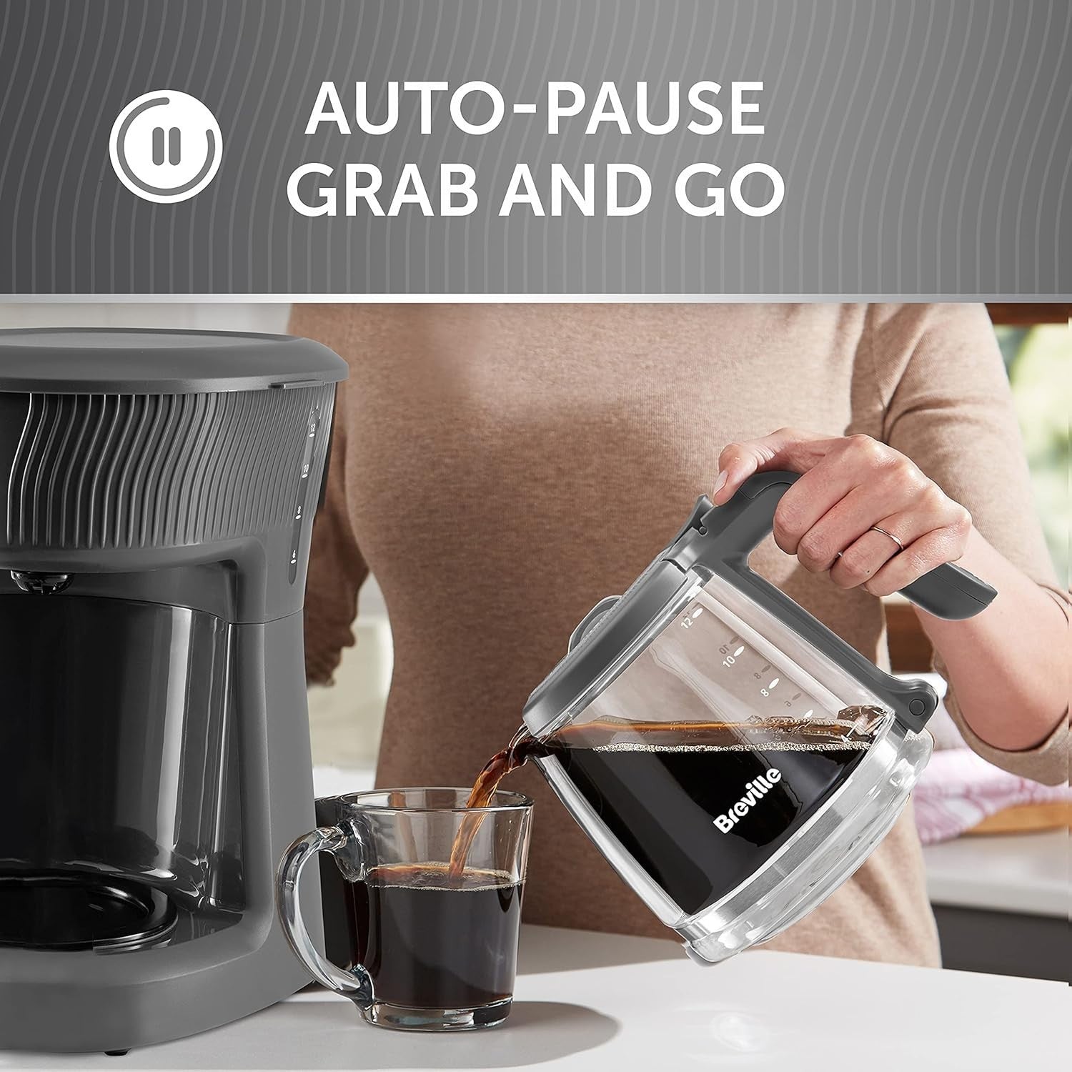 Filter Coffee Machine | 12 Cup Glass Jug | Auto Pause | Keep Warm Function