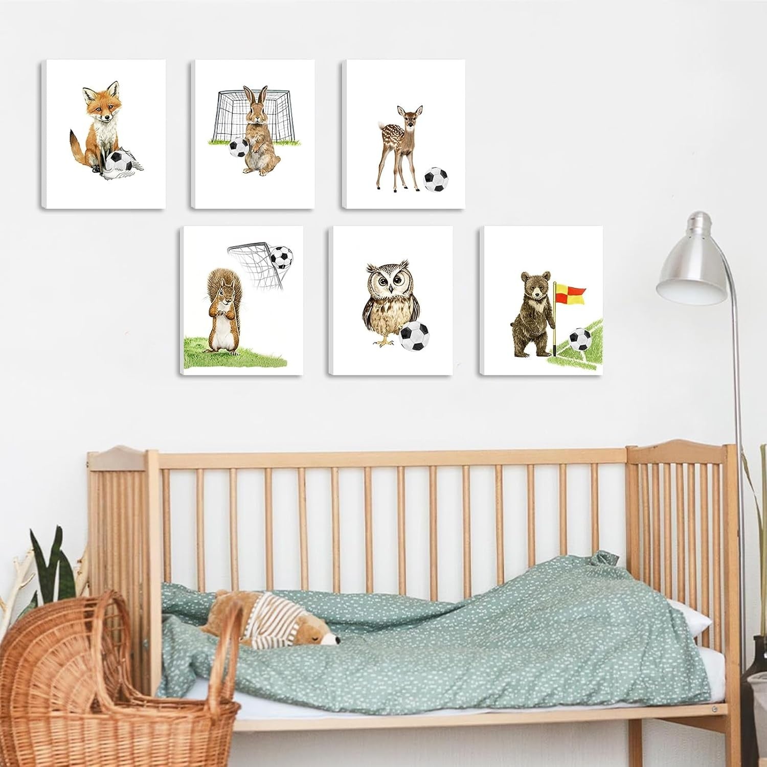 Jungle Animal Nursery Wall Art Set of 6 Framed Kids Bedroom Prints 8x10