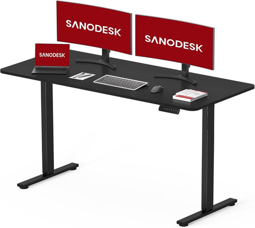Black Electric Standing Desk 120x60cm with Memory & Adjustable Height