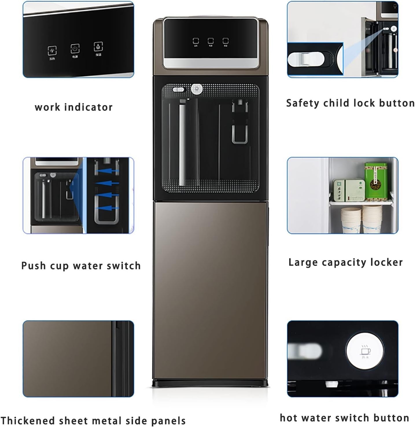 Top Loading Water Cooler Hot & Cold Child Lock Quiet Large Capacity