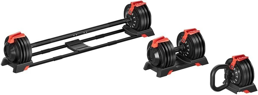 3-in-1 Adjustable Dumbbell Barbell Kettlebell Set 2–24KG Home Gym