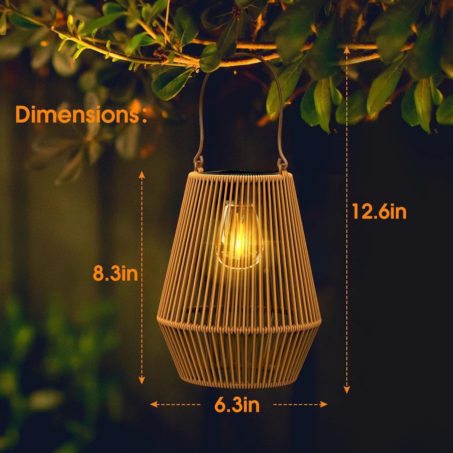 4 Pack Solar Rattan Lanterns Outdoor Garden Waterproof