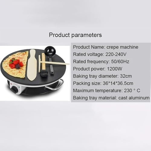 1200W Crepe Pancake Maker 35cm Nonstick Adjustable Temp Tortilla Pizza Machine