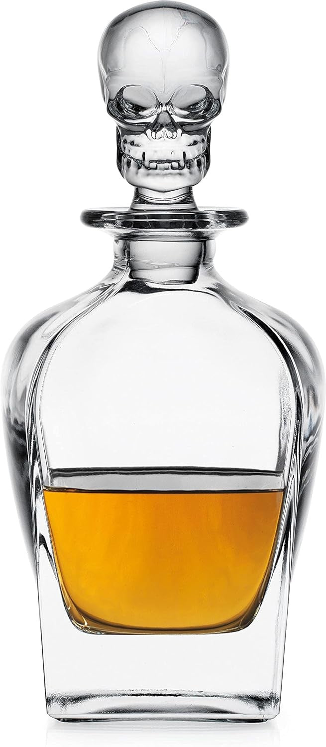 Skull Whiskey Decanter Set 680ml with 2 Glasses – Crystal Barware Gift