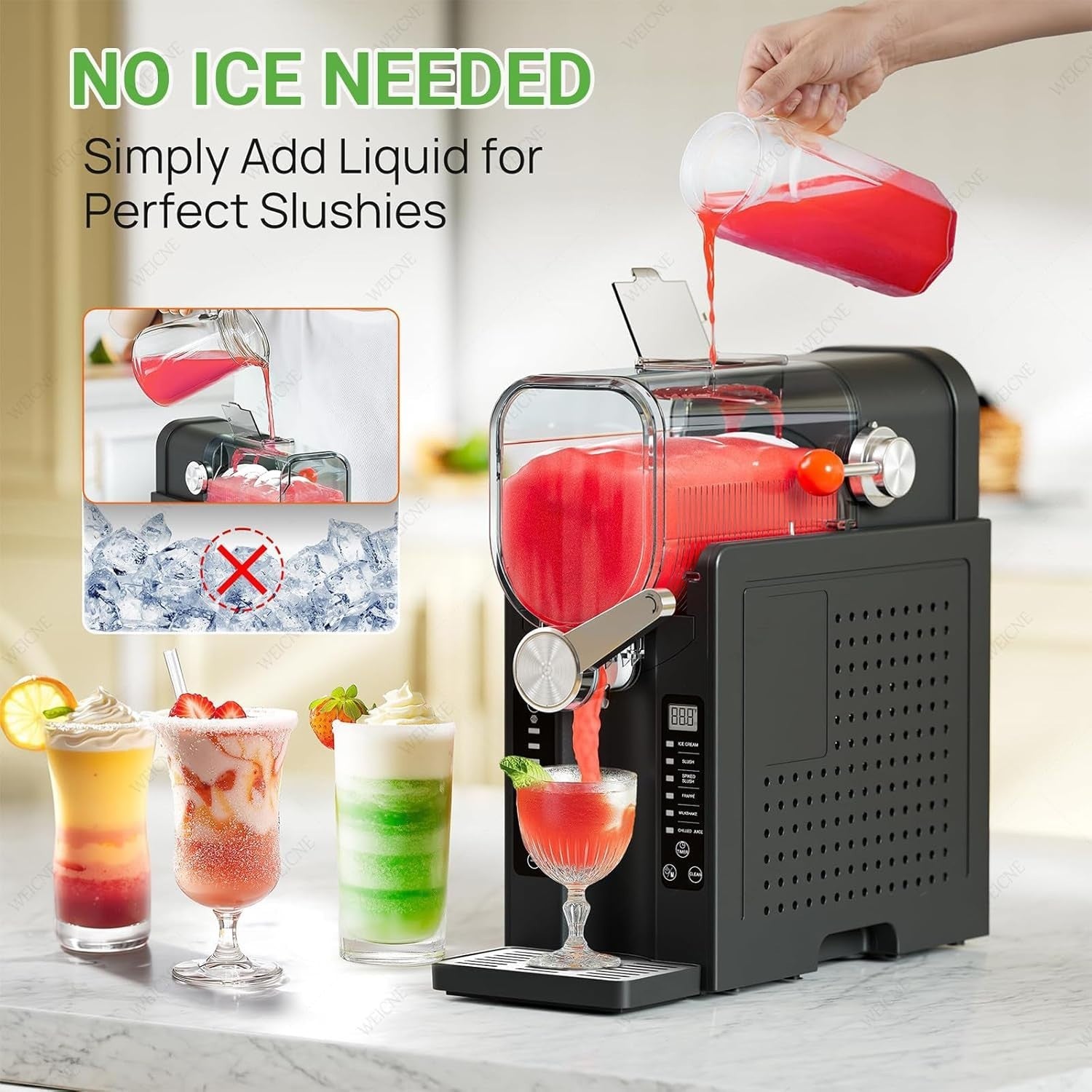 Slush Machine Frozen Drink Maker 1.6L LED Touch No Ice 6 Presets