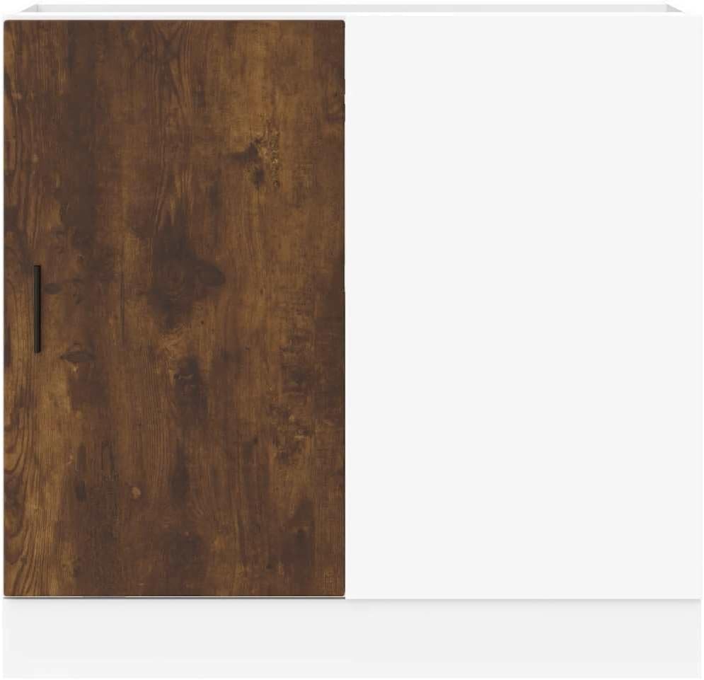 Smoked Oak Under Sink Bathroom Cabinet 60cm Modern Storage Unit