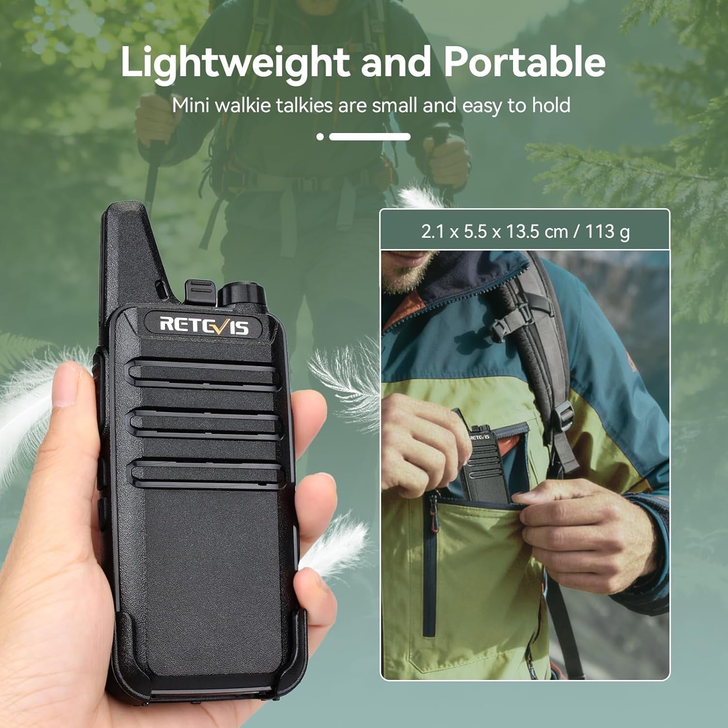 Mini Walkie Talkies 2 Way Radio Long Range VOX Rechargeable 1 Pair