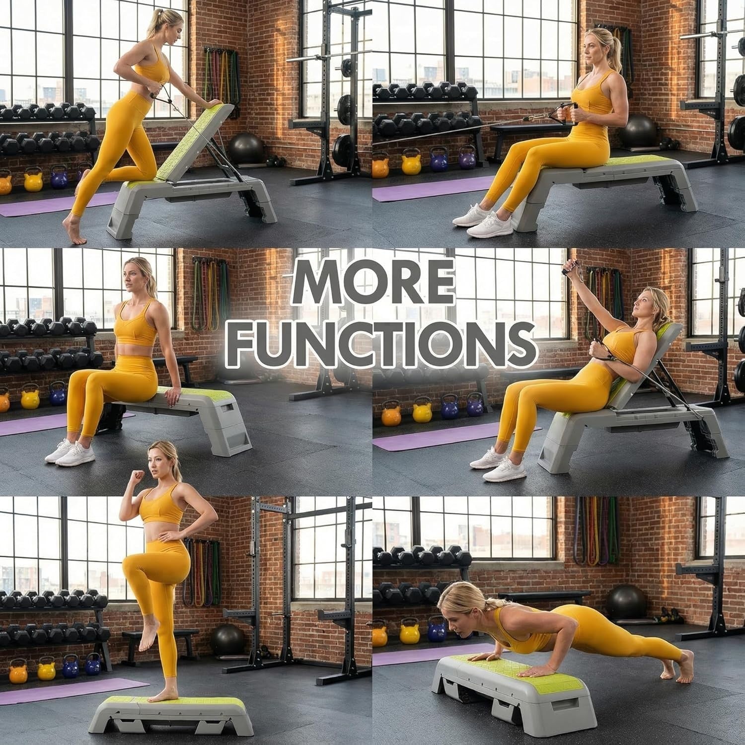 Adjustable Aerobic Deck Workout Platform Foldable Home Fitness Bench