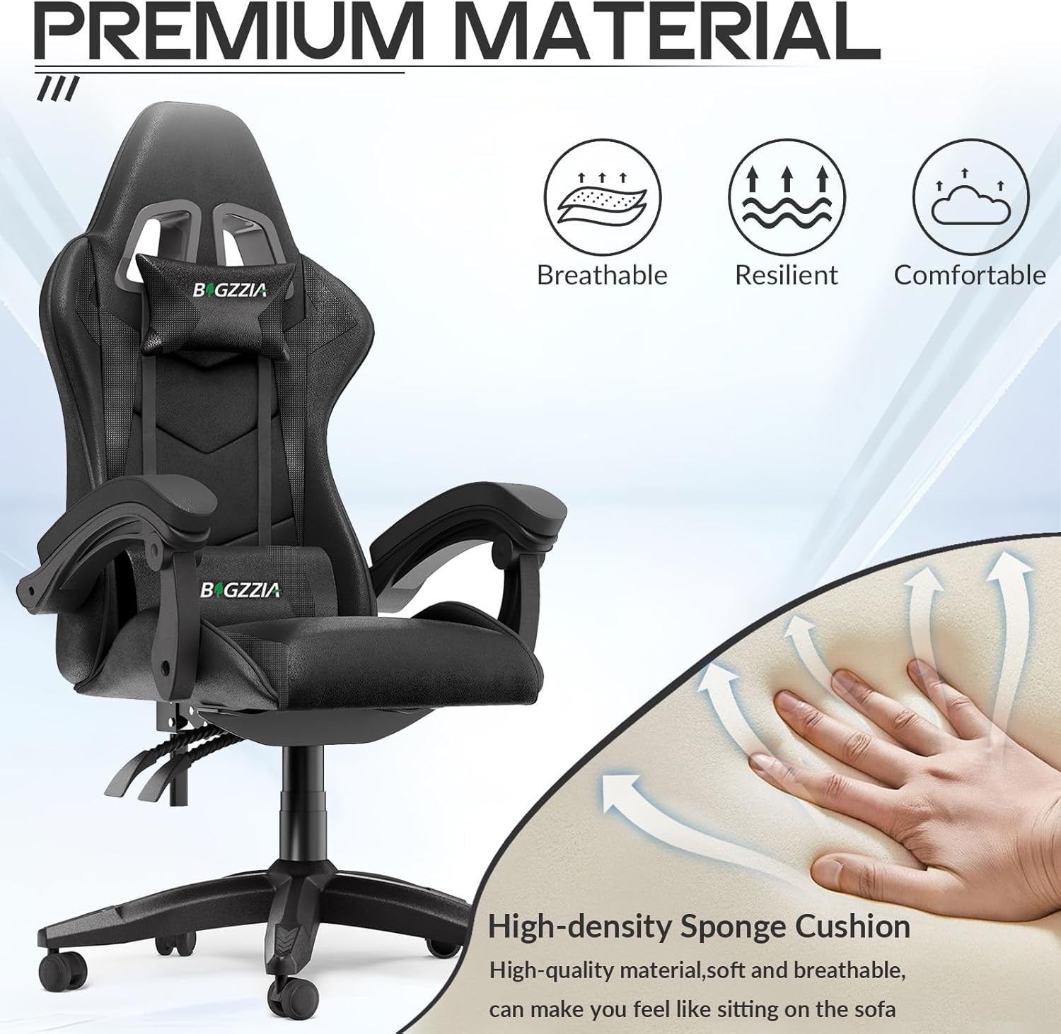 Ergonomic Gaming Chair Reclining Office Chair w/ Lumbar Black