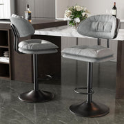 Adjustable Swivel Bar Stools Set of 2 | Grey Fabric Counter Height