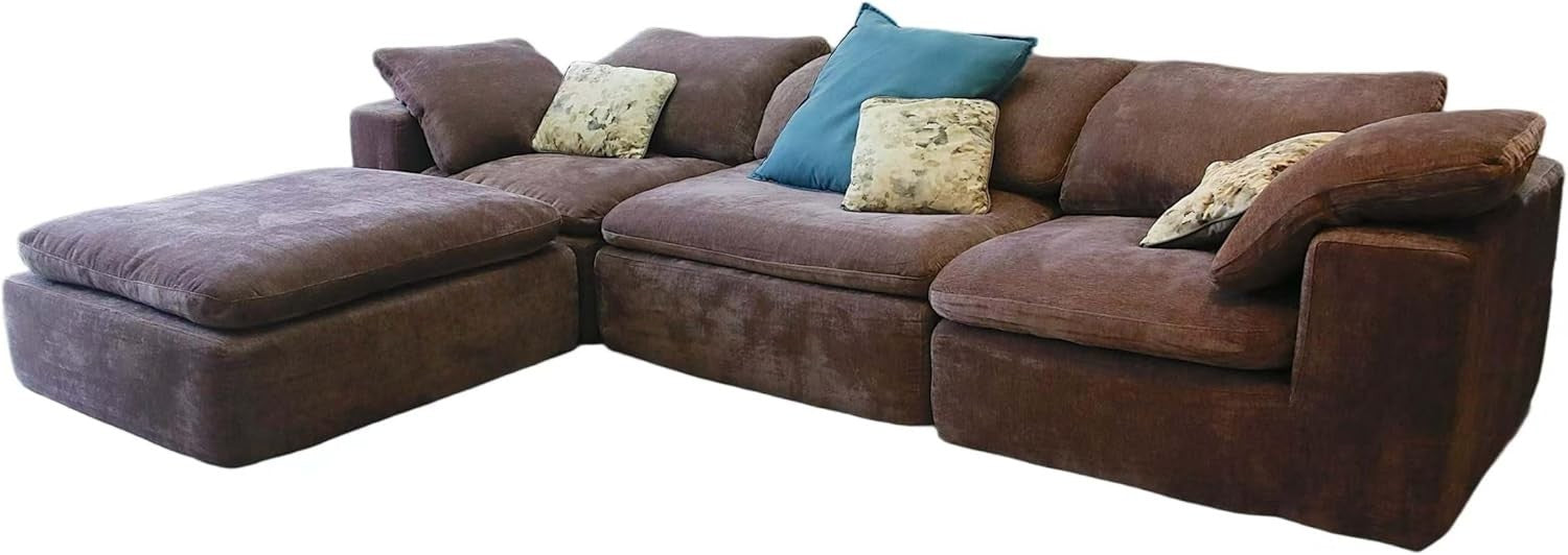 Modern L-Shaped 4-Seater Sectional Sofa with Chaise, Reversible Fabric Couch