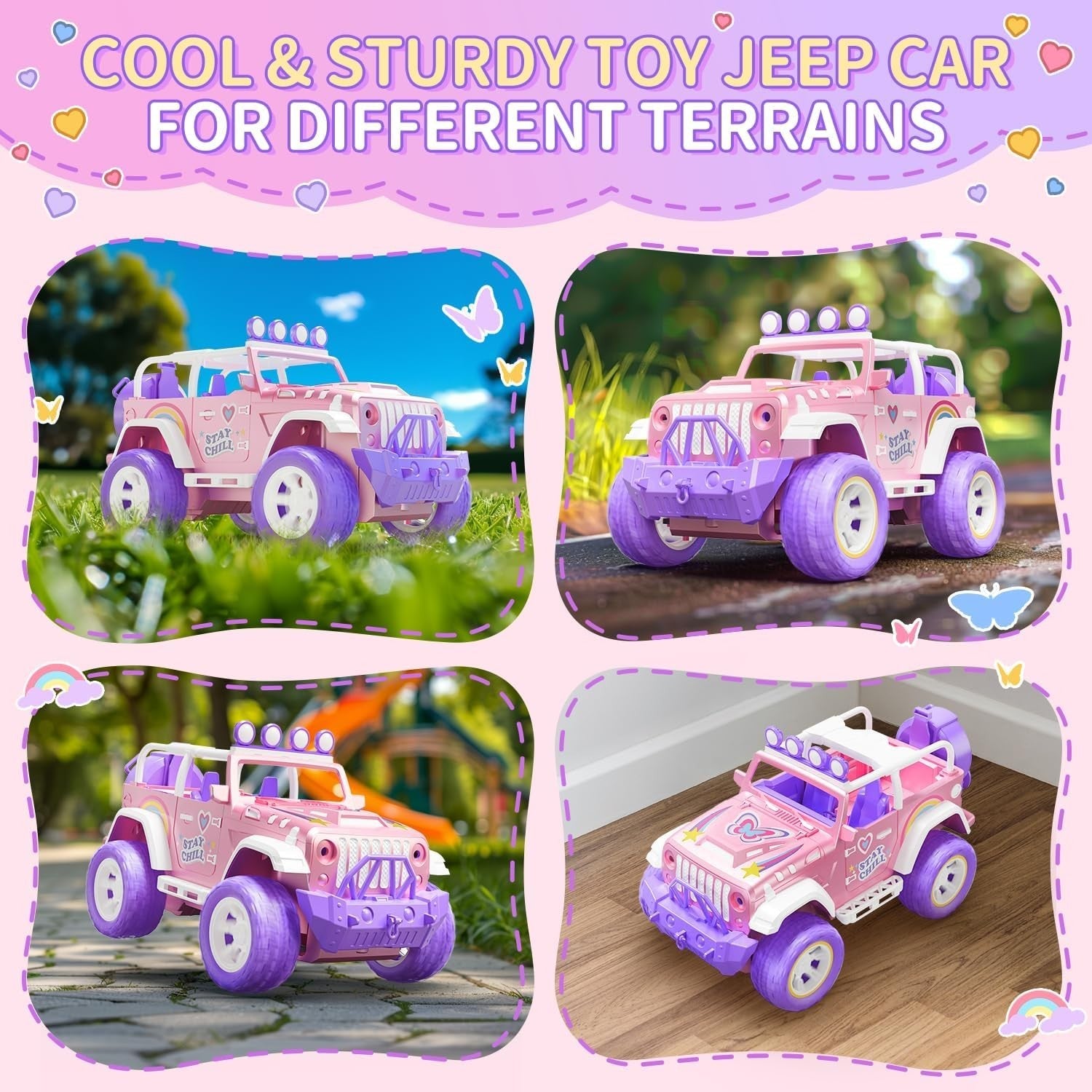 Pink 1:16 RC Car for Girls with Fog Mist & Music 2.4GHz SUV Toy Gift