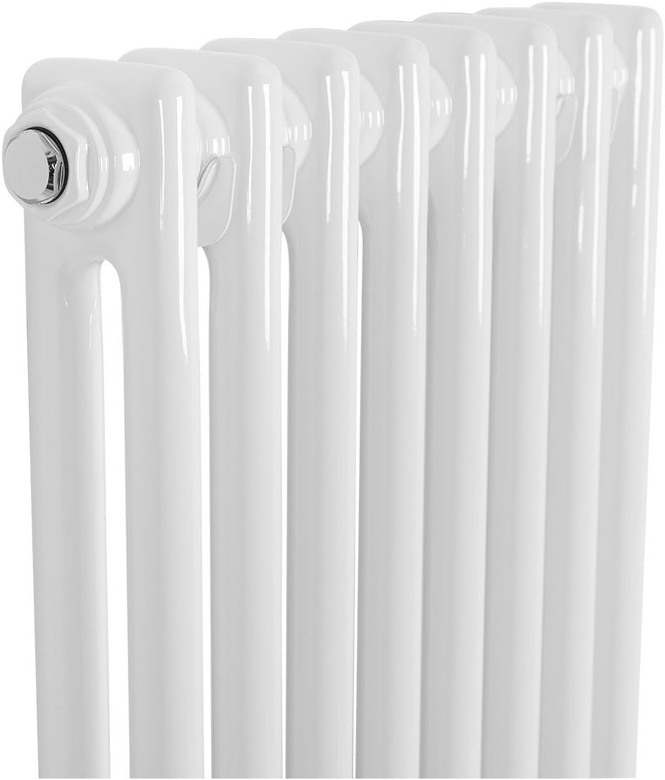 Vertical Double Column Radiator 1500x380mm White Cast Iron Style
