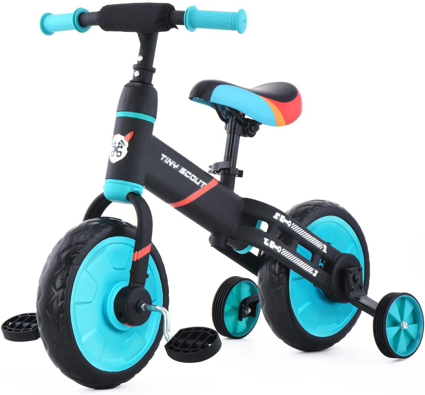 4 in 1 Kids Balance Bike 12" Pedal Bicycle Training Wheels Blue 2-5Y