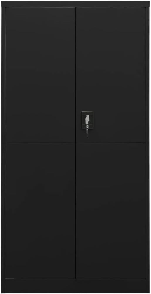 Metal Storage Cabinet Black 4-Shelf Lockable Cupboard for Garage Office 180cm