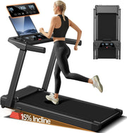 15% Incline 3-in-1 Foldable Treadmill 3HP Quiet Walking Pad 12KM/H Home Fitness