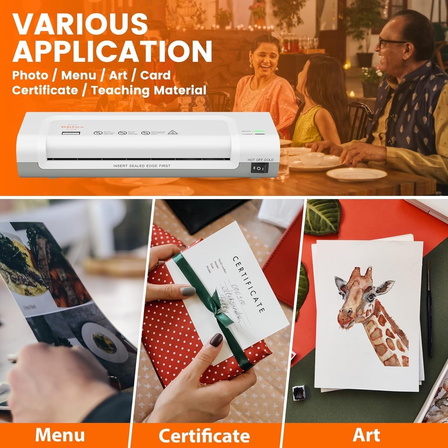 A4 Laminator Machine Hot Cold 90s Warm Up Never Jam 4-in-1 + 30 Pouches