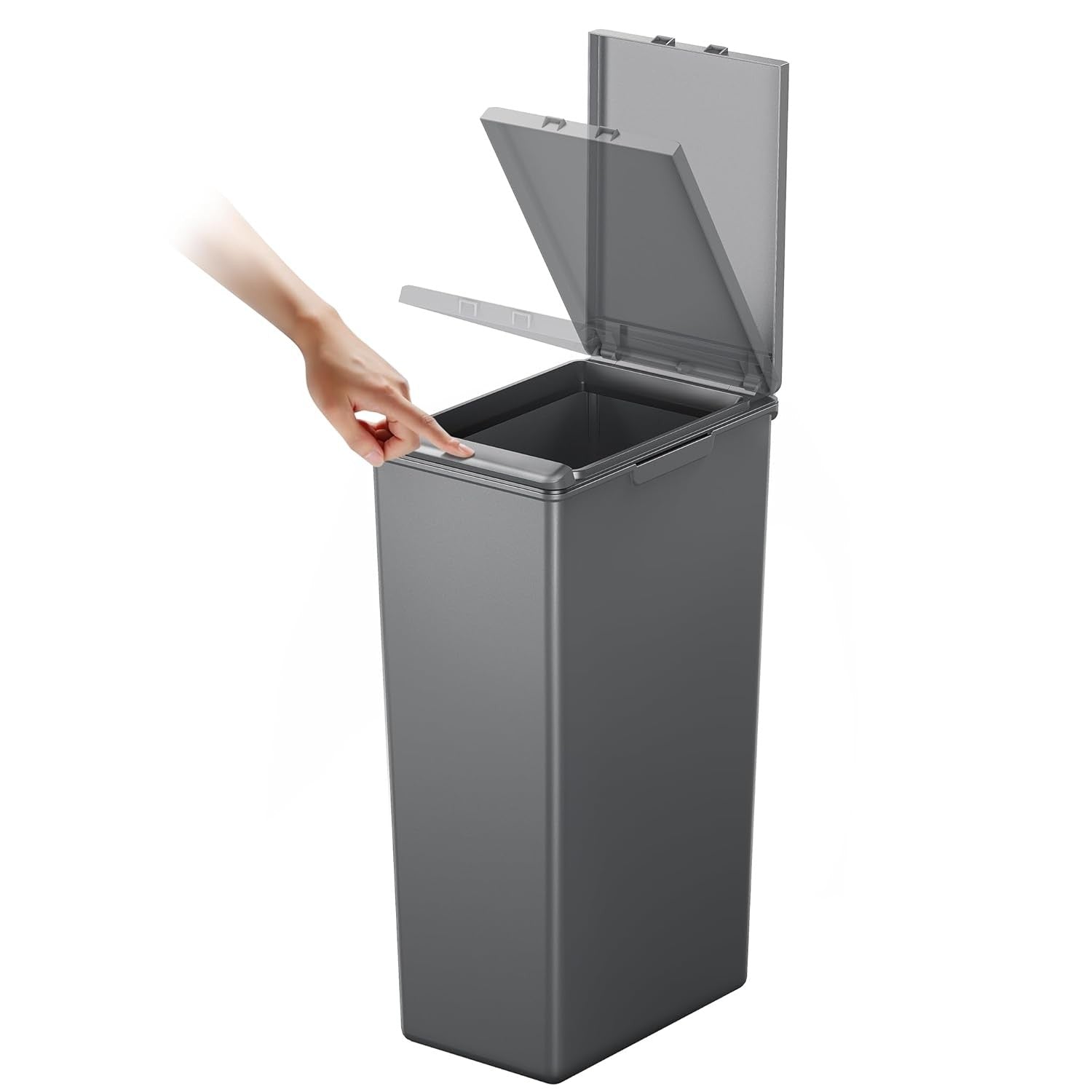 Slim 30L Kitchen Recycling Bin Touch-Top Lid Plastic Waste Sorter