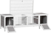 Large Indoor Rabbit Hutch Wooden Guinea Pig Cage with Run Slide Out Tray
