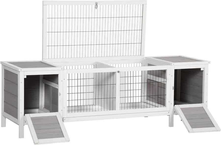 Large Indoor Rabbit Hutch Wooden Guinea Pig Cage with Run Slide Out Tray