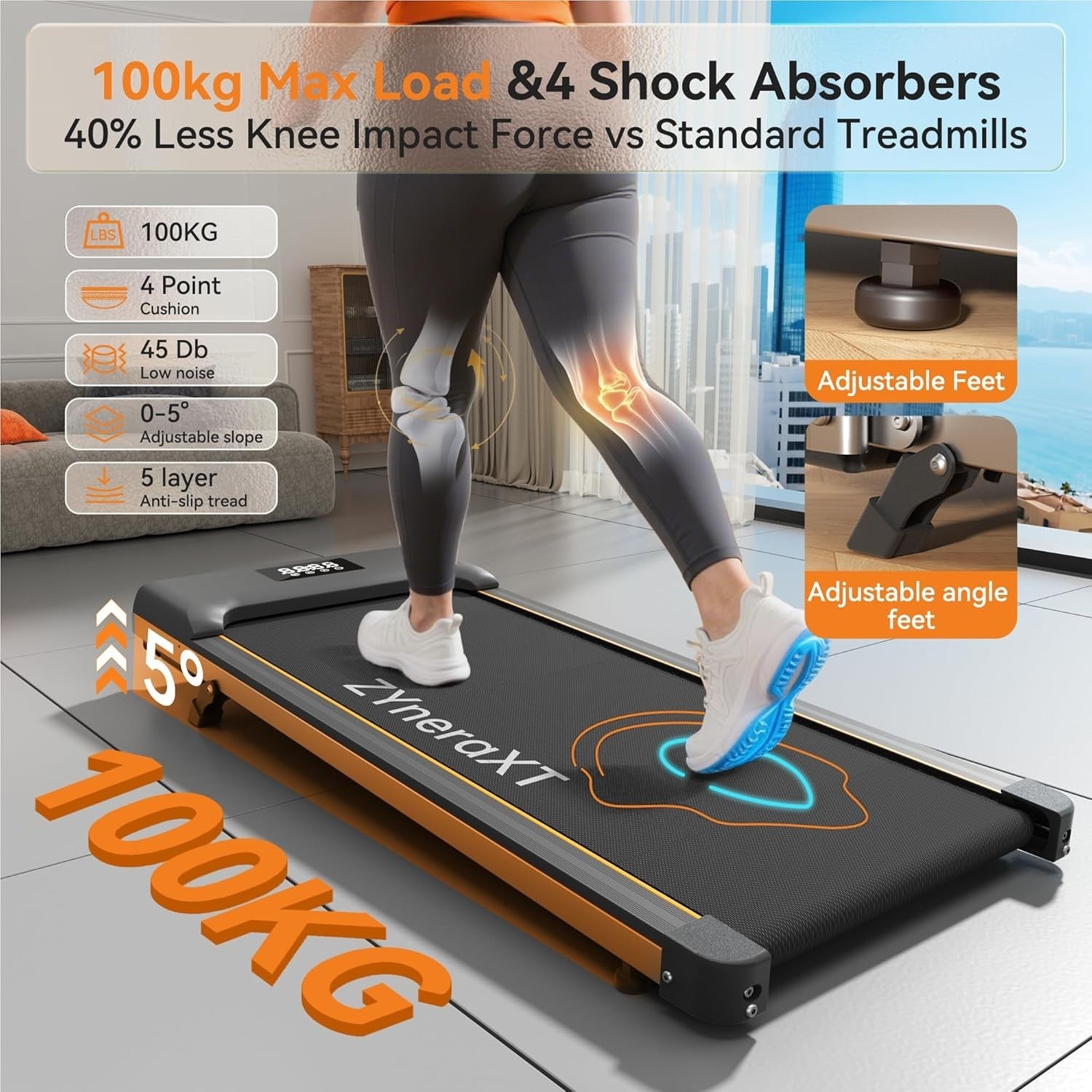 Foldable Walking Treadmill 2-in-1 2.0HP Motor Incline LED Display Home Gym