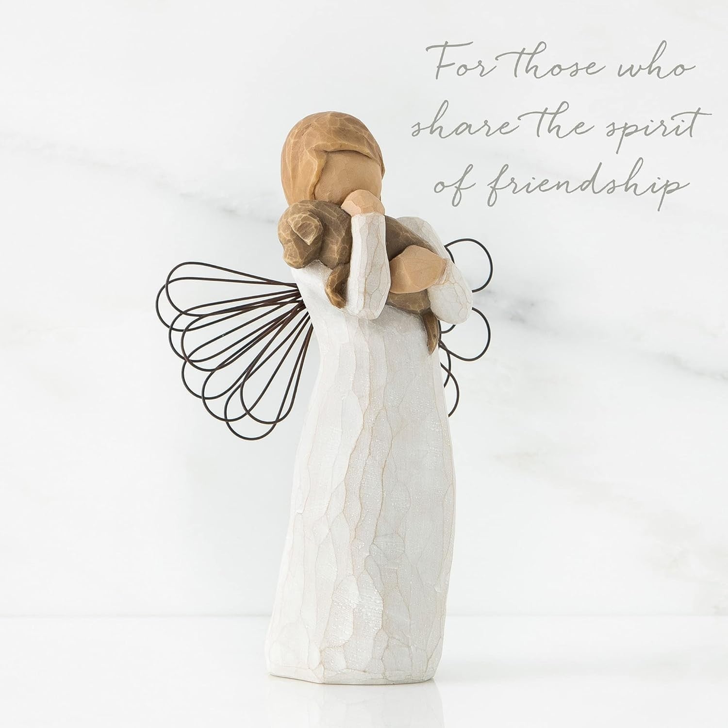 Angel Friendship Figurine Resin Sculpture Gift Decor Handmade Wings