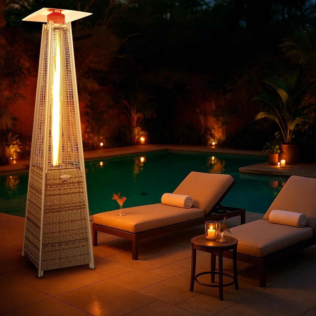 Outdoor Gas Patio Heater Pyramid Flame 13kW Waterproof Windproof Cover
