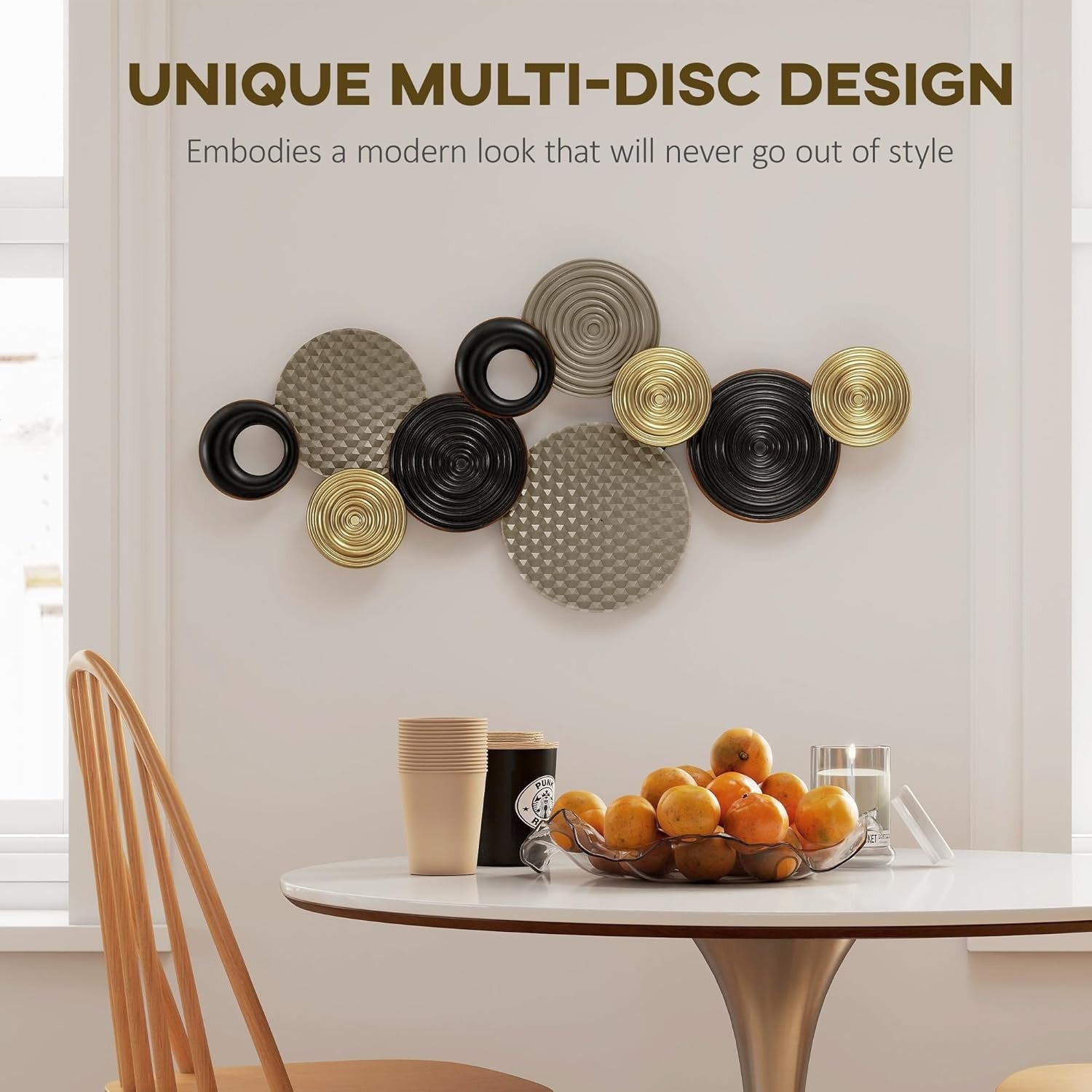 Modern Metal Wall Art – Multi-Disc Hanging Decor for Living Room
