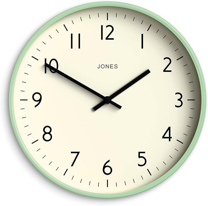 Modern 30cm Silent Wall Clock Neo Mint Green Round Easy-Read Home Decor