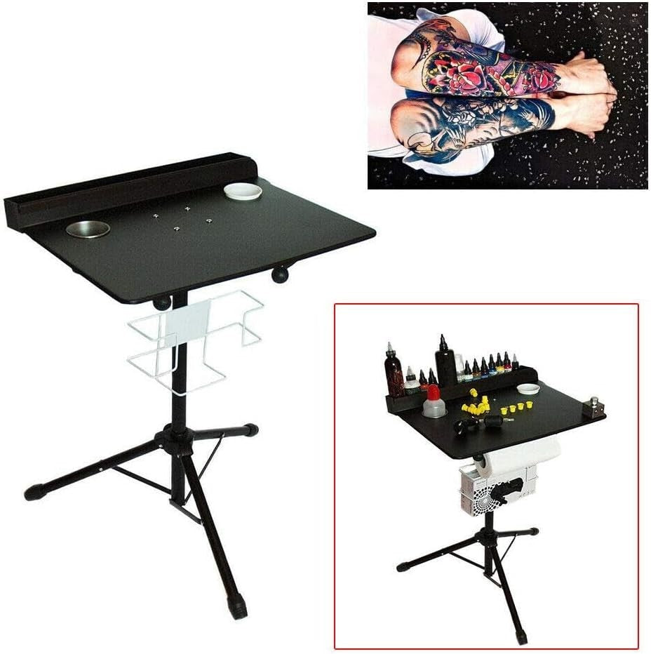 Tattoo Workstation Table Portable Adjustable Height Tripod Desk Tool Tray