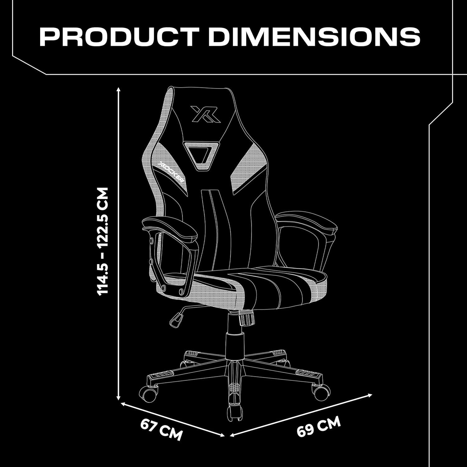 Ergonomic Gaming Chair High Back Wide Seat Black