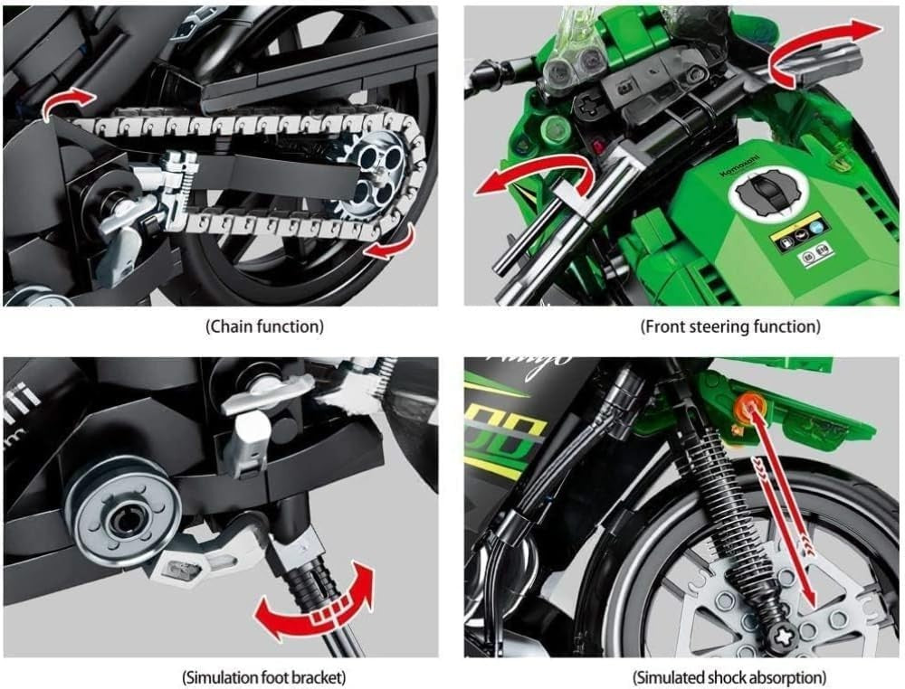 Motorbike Model Building Kit 912 Pcs, Realistic Design, Kids & Adults