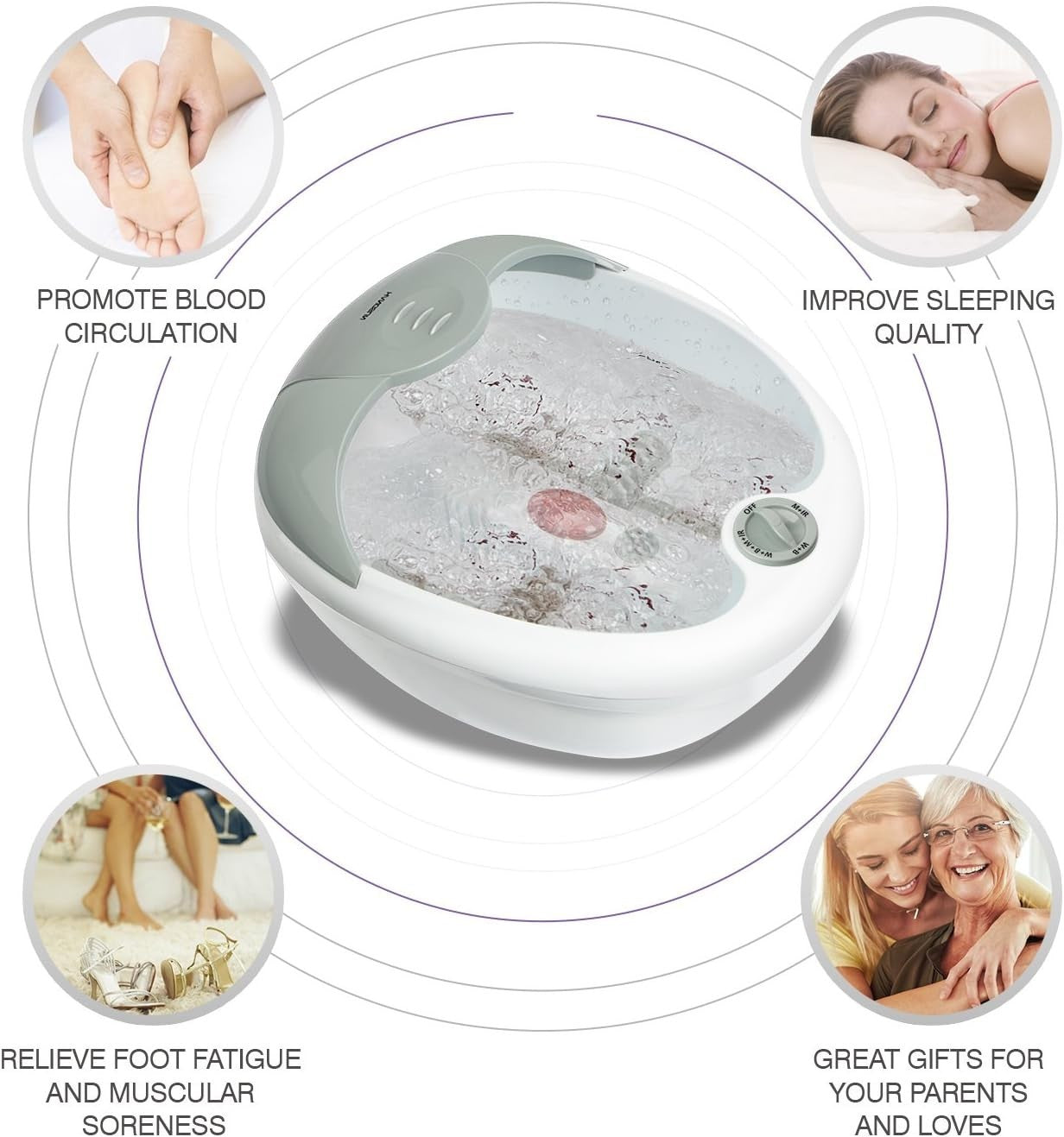 Hangsun Foot Spa Bath Massager Bubble Vibration Infrared Heat Rollers Home
