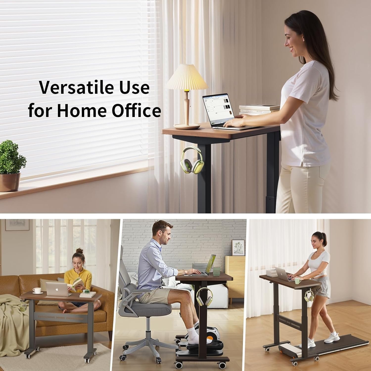 Mobile Standing Desk Walking Pad Compatible Adjustable Pneumatic Desk  Wheels