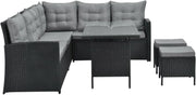 8 Seat PE Rattan Garden Sofa Dining Set with Cushions & Glass Table Patio