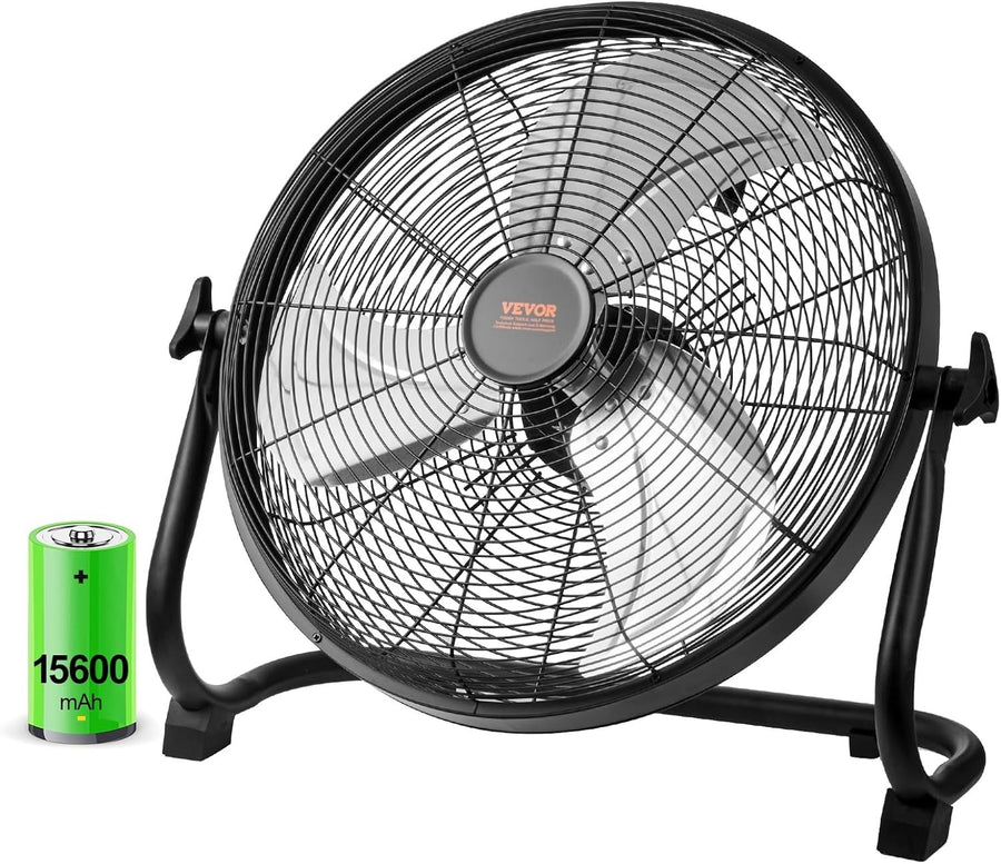 16" Rechargeable Floor Fan – 10-Speed Heavy Duty Quiet Cooling for Home & Garage
