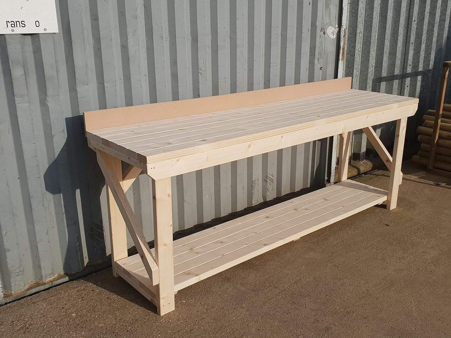 8ft Heavy Duty Wooden Workbench with Rear MDF Upstand – Premium Timber Table