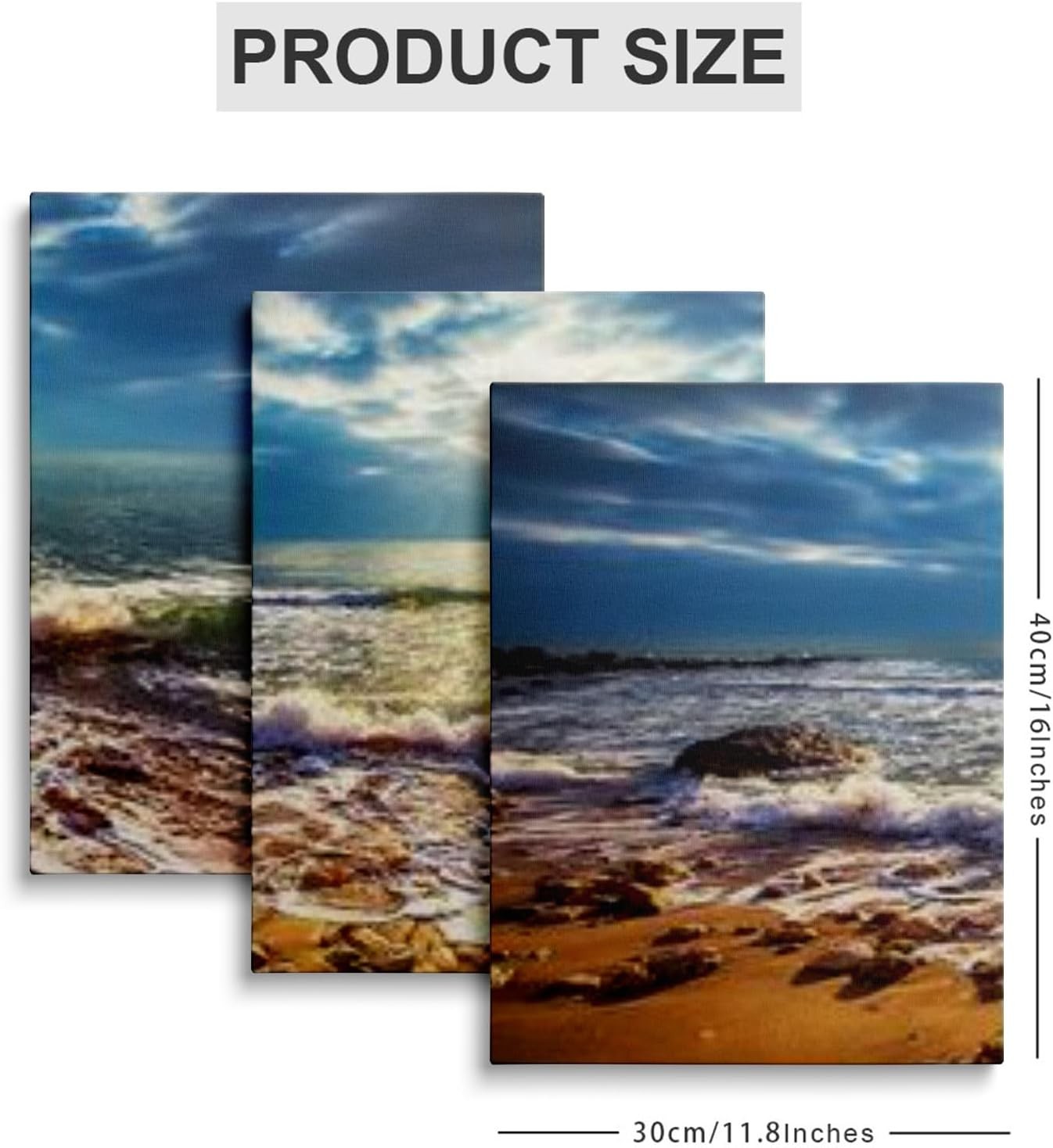 Sea Beach Wall Art Set of 3 Framed Canvas 12x16in Ocean Print