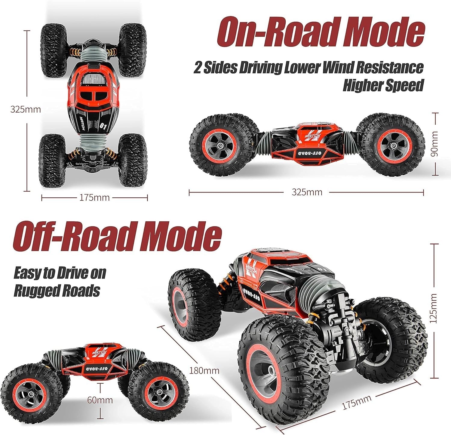 4WD Remote Control Car for Kids - High Speed, Crashproof, Dual Motors
