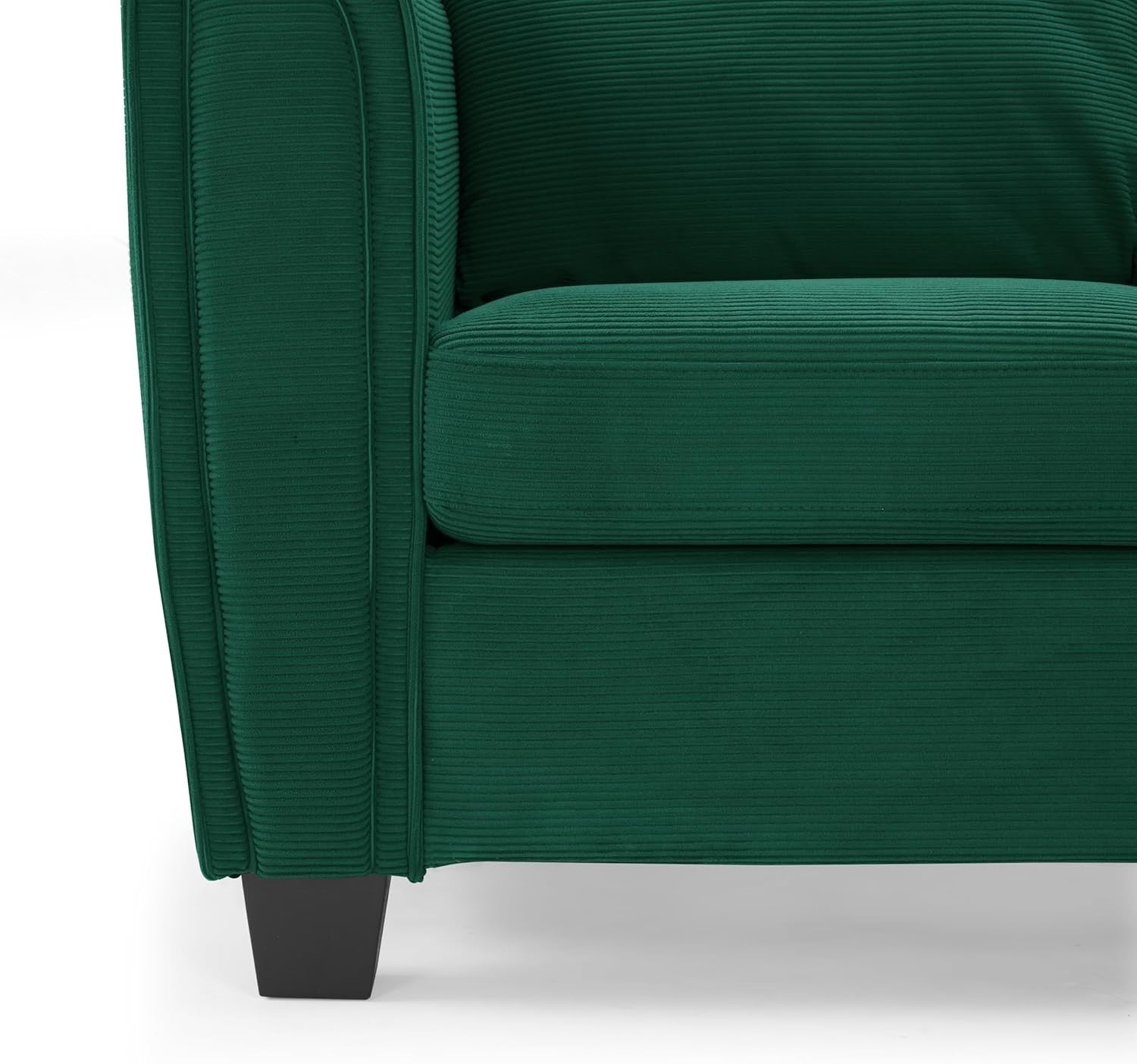 Green L Shaped Sofa 3 Seater Chaise Corner Cord Fabric Couch Modern