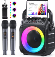 Karaoke Machine with 2 Wireless Mics Bluetooth PA Speaker