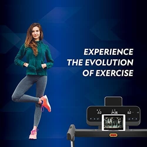 Compact Folding Treadmill 10mph Cushion Deck Bluetooth App Workouts Home Office