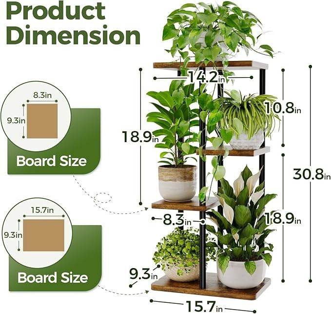 4 Tier Metal Plant Stand Indoor Outdoor Corner Flower Shelf Display Rack