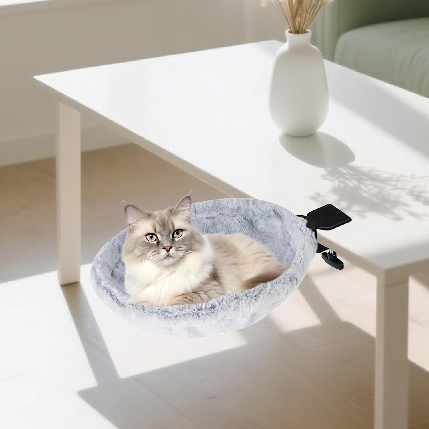 Foldable Cat Desk Hammock 180° Rotating Perch Bed Gray 50lbs